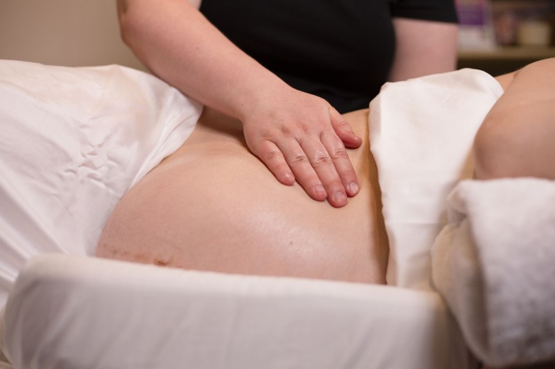 Pregnancy Massage sidelying belly